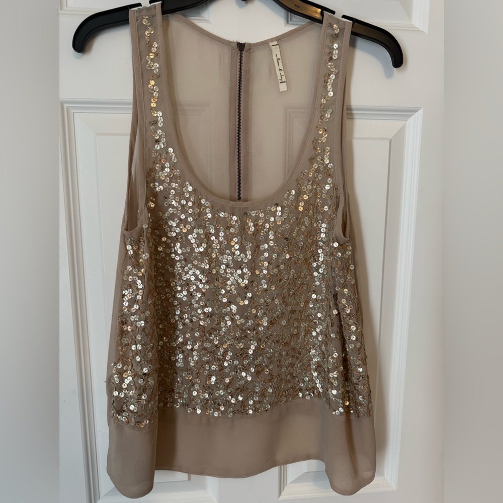 Sheer sequined sleeveless tank